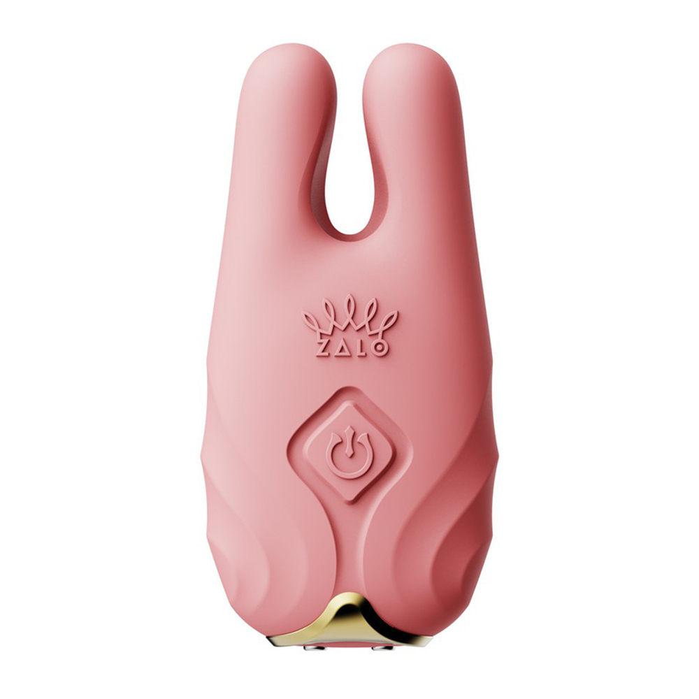 Розовые виброзажимы на соски с пультом ДУ и управлением через приложение Zalo Nave Vibrating Nipple Clamps Coral Pink