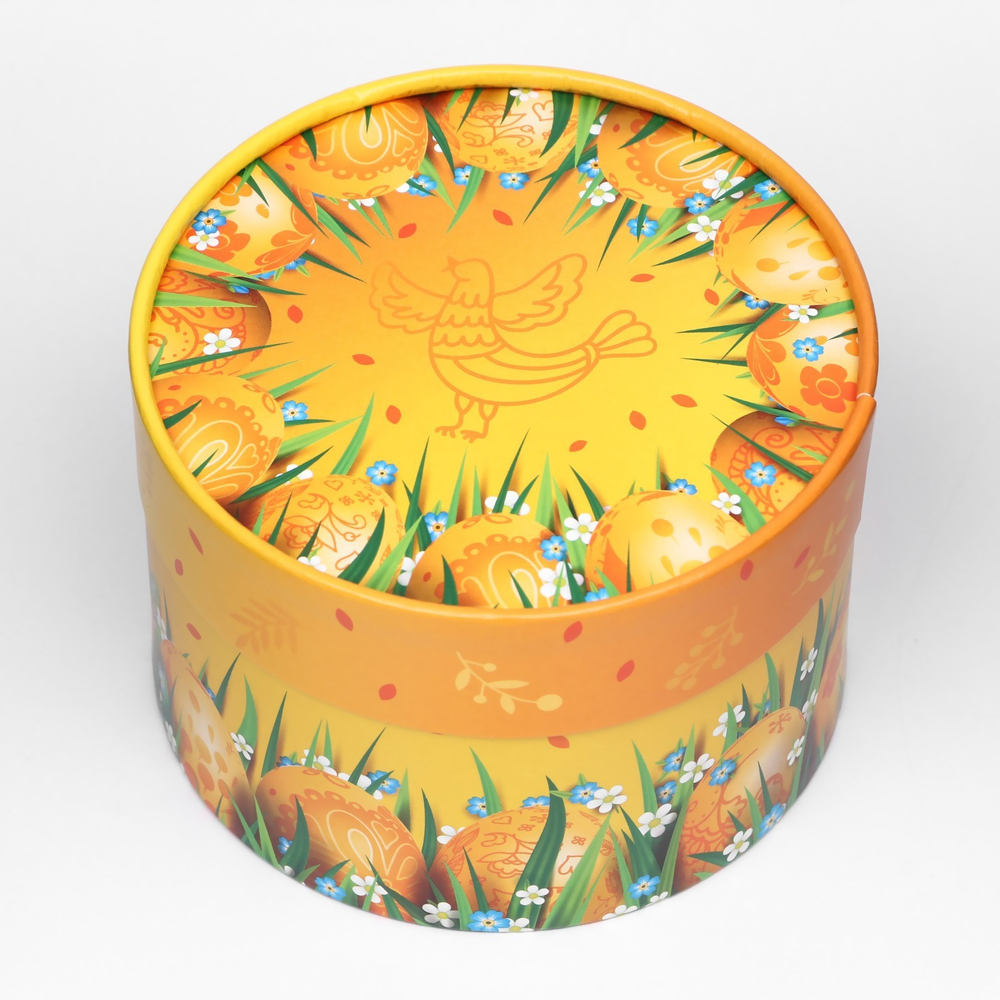 Коробка "Пасхальные яйца на оранжевом", завальцованная, 13 х 8,5 см 9543415