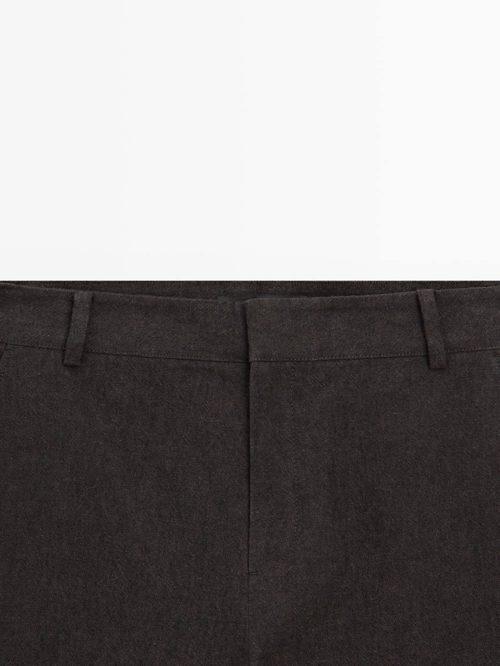 Massimo Dutti Зауженные брюки из смесового льна, пестро-коричневый