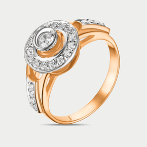 Кольцо для женщин из розового золота 585 пробы с фианитами (арт. К-039)