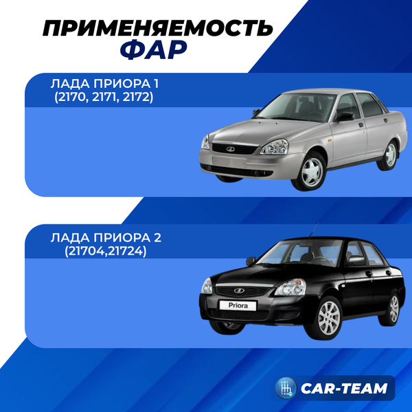 Фары Лада Приора передние 4 квадратные би линзы с ангельскими глазками, белая маска