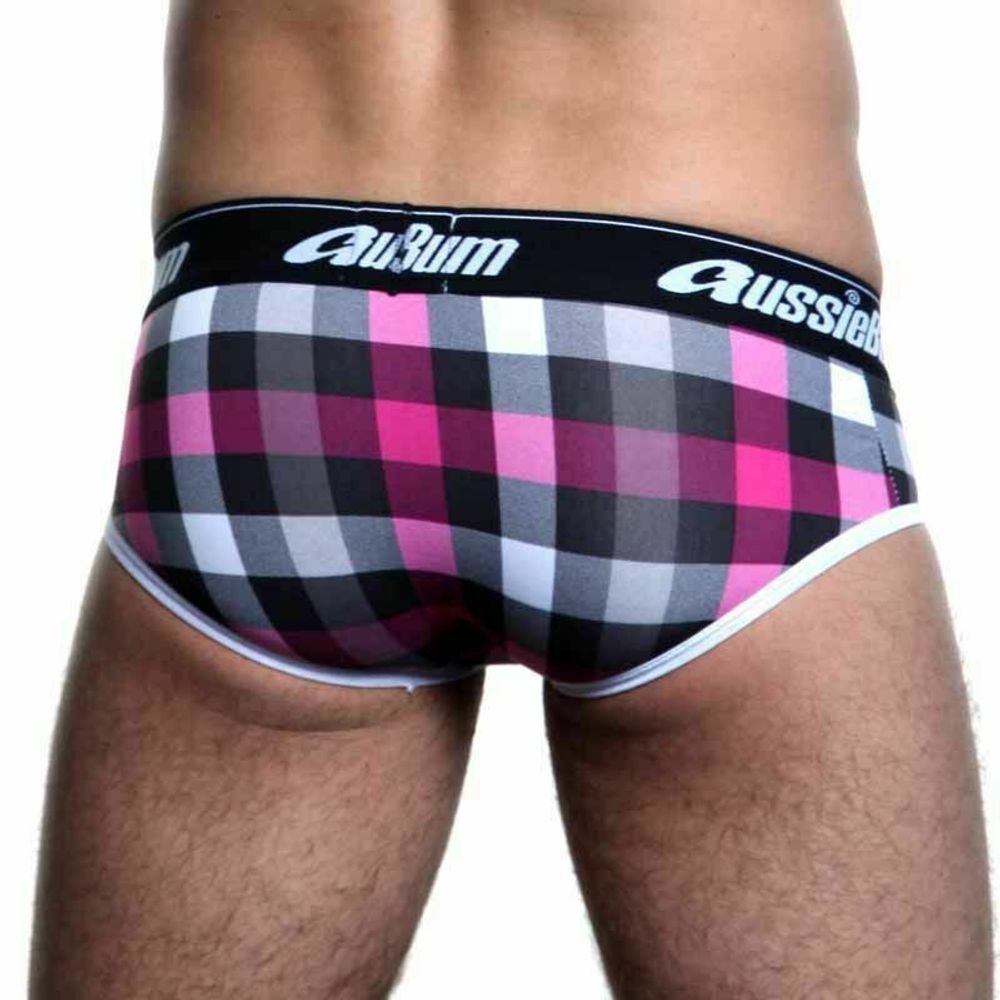 Мужские трусы брифы розовые в клетку Aussiebum zAB00374