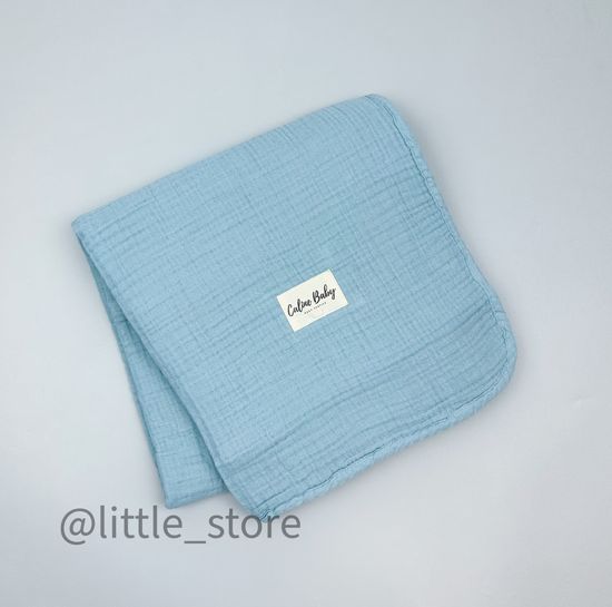 Плед-одеяло из муслина, Голубая сталь