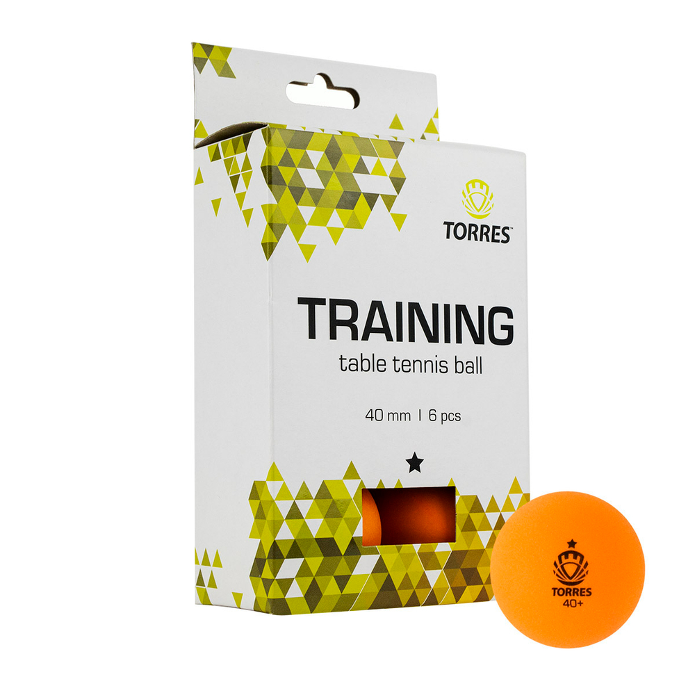 Мяч для настольного тенниса TORRES Training 1* диаметр 40+ TT21015, оранжевый
