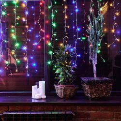 ULD-C3020-384-DTA-RC MULTI IP44 Занавес светодиодный. 3х2м. 384 светодиода. Разноцветный свет. Провод прозрачный. Пульт ДУ в-к. TM Uniel