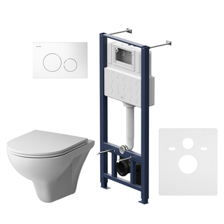 Комплект: инсталляция с унитазом и клавишей AM.PM Gem IS49001.901700 белая, синий, глянцевая белая
