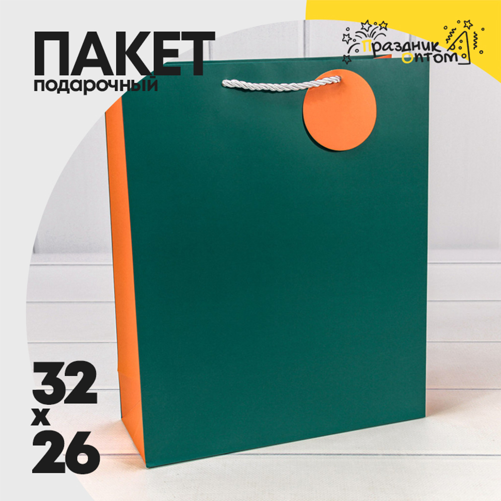Пакет подарочный 26х32х10см Премиум (Зеленый, Синий)