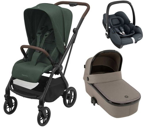 Детская коляска Maxi-Cosi Leona2 Oria 3 в 1 с автокреслом CabrioFix Essential graphite 1204403110 Twillic Green/1507470300 Luxe Twillic Truffle