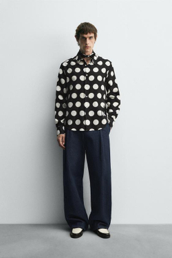 ZARA HARRY LAMBERT X DISNEY РУБАШКА В ГОРОШЕК, ЧЕРНЫЙ