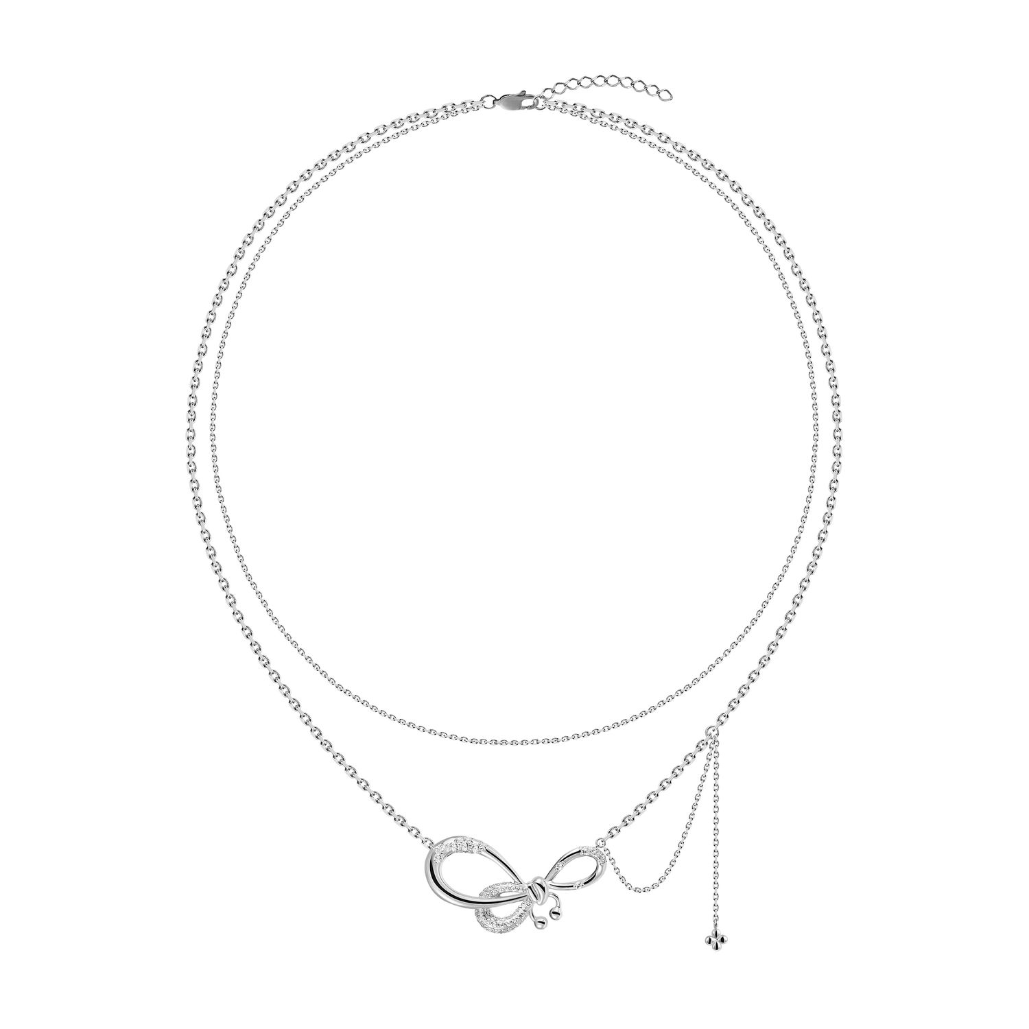 Колье Crystal Pierced Bow Necklace - Silver