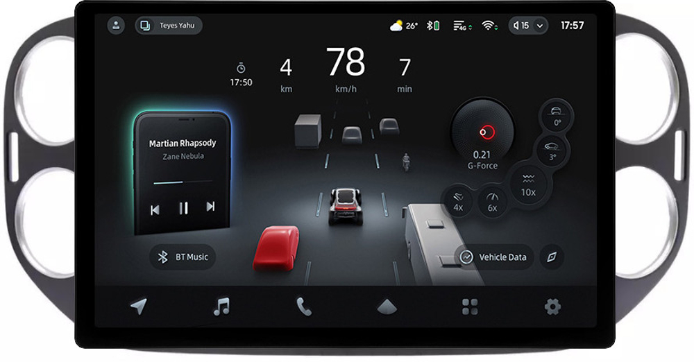 Магнитола для Volkswagen Tiguan 1 2011-2016 (аварийка прямоугольная, рамка чёрная 9) - Teyes CC4-PRO монитор 13" 2K QLED на Android 13, Snapdragon 778G, 8+128, AI, CarPlay, DSP, 4G SIM-слот