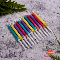 Набор свечей для торта «Be Happy» (цветное пламя, 10 см) 12 шт