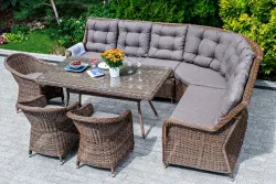 "Базелла" обеденная группа из искусственного ротанга, цвет коричневый