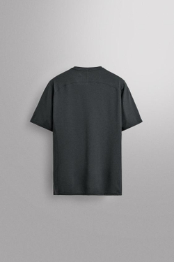 ZARA ТЕХНИЧЕСКАЯ ФУТБОЛКА ИЗ РЕЛЬЕФНОЙ ТКАНИ, ЧЕРНЫЙ МЕЛАНЖ