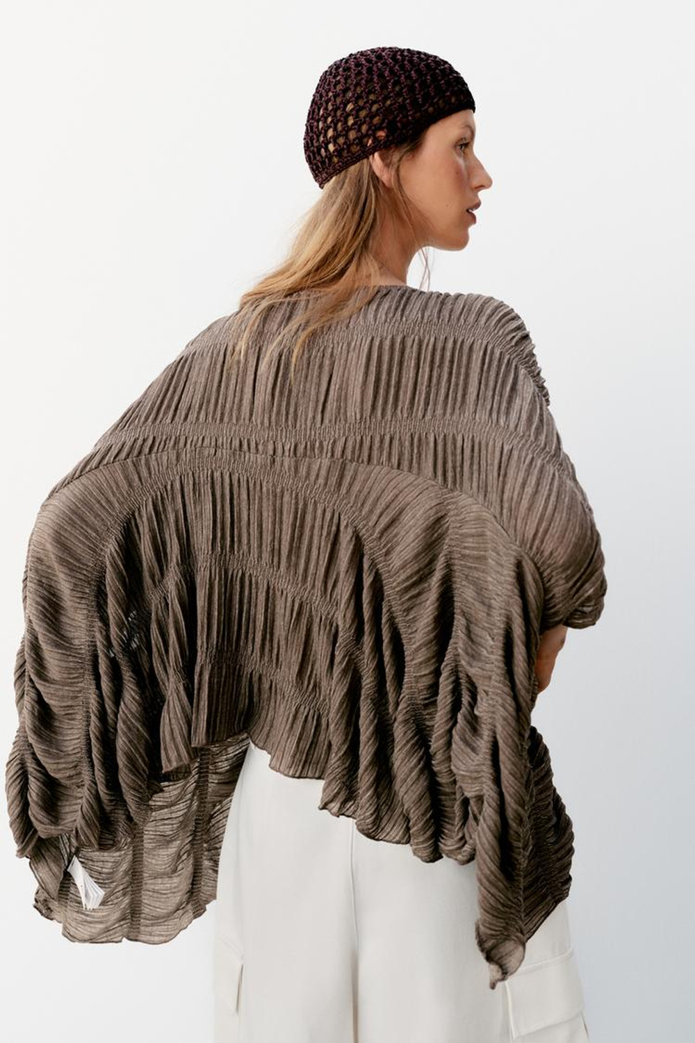 ZARA ТОП-НАКИДКА, СЕРОВАТО-КОРИЧНЕВЫЙ
