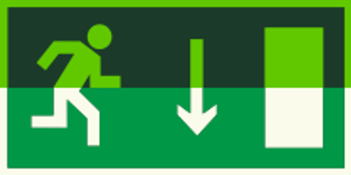 Е 09 "Указатель двери эвакуационного выхода (правосторонний)"