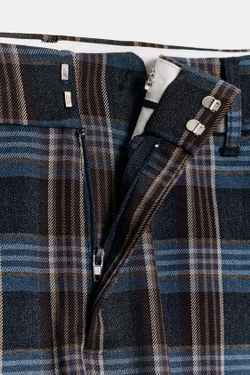 ZARA БРЮКИ В КЛЕТКУ, СЕРО-СИНИЙ