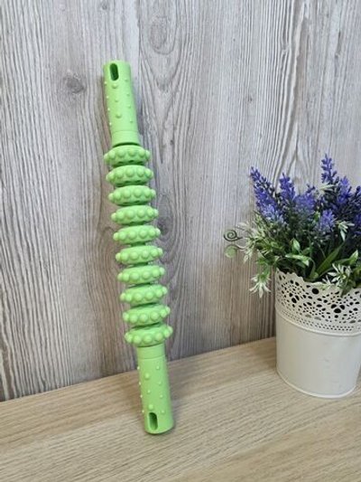 Ручной роликовый массажер для тела 38 см зеленый (0038-3)