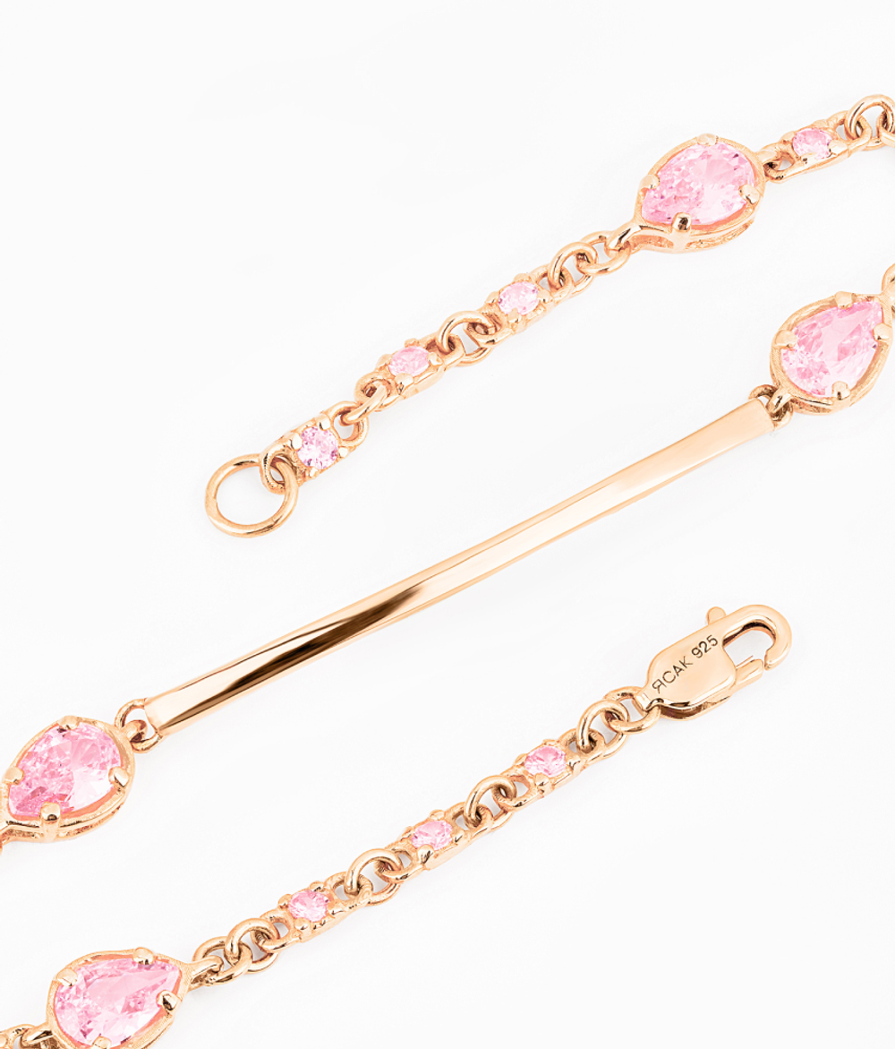 Браслет из серебра со вставками из розовых фианитов