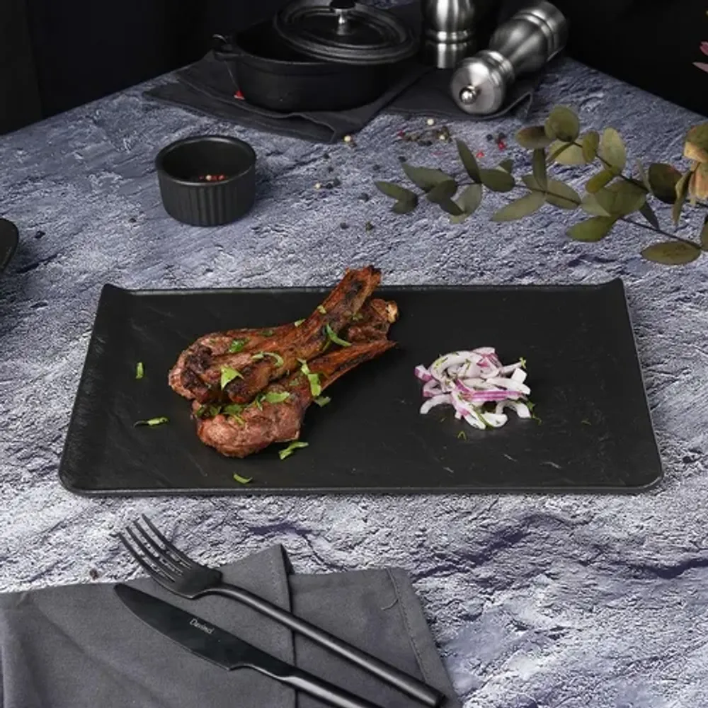 Блюдо прямоугольное 33,5*20,5 см h1,5 см с бортами Side Up2 Black Raw Stellar P.L. Proff Cuisine [1]