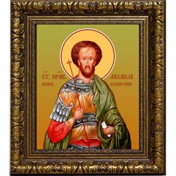 Михаил Болгарский праведный воин. Икона на холсте.
