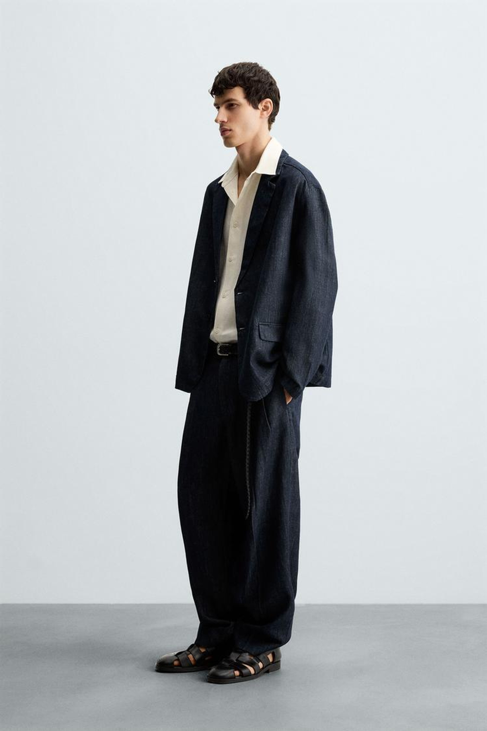 ZARA ДЖИНСОВЫЙ БЛЕЙЗЕР СВОБОДНОГО КРОЯ, ИНДИГО