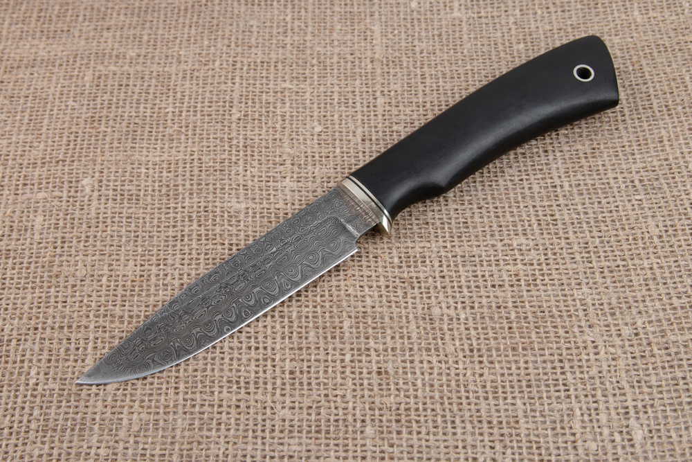 Нож "Гепард", дамасская сталь, рукоять черный граб мореный