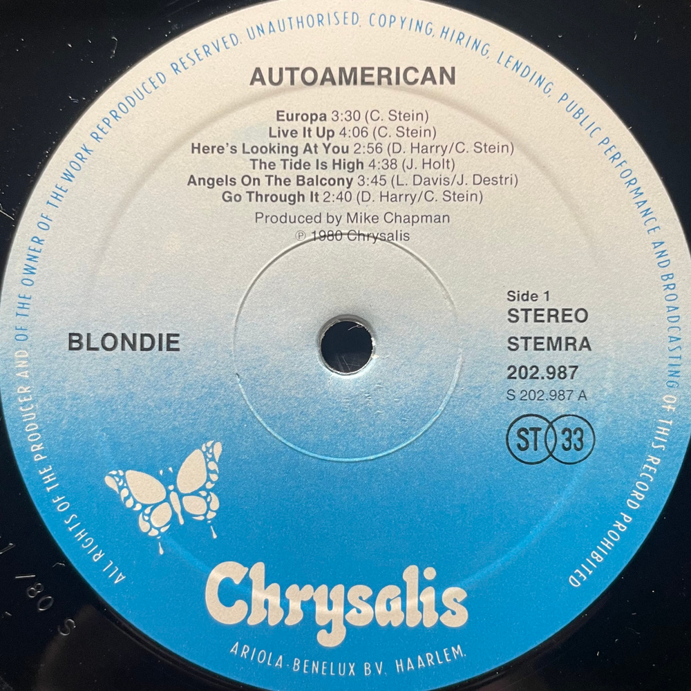 Blondie ‎– Autoamerican (Голландия 1980г.)