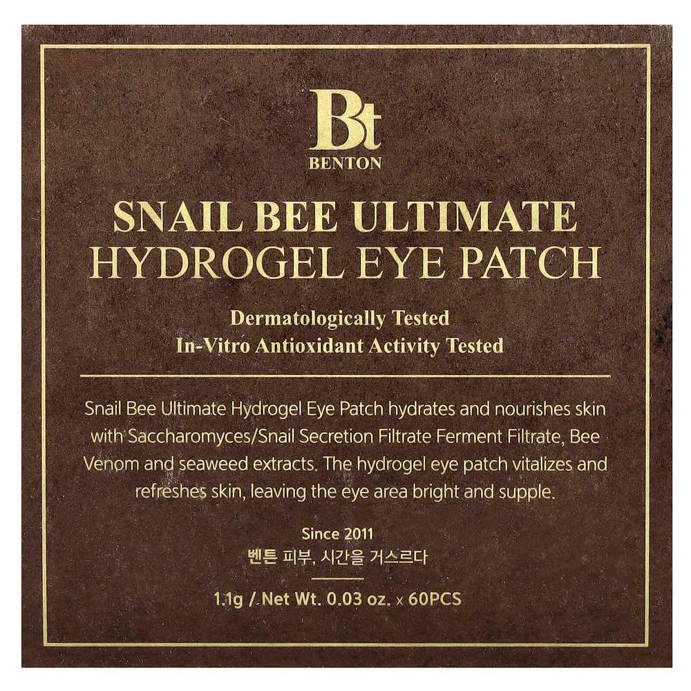Benton, Snail Bee Ultimate, гидрогелевые патчи для глаз, 60 шт.