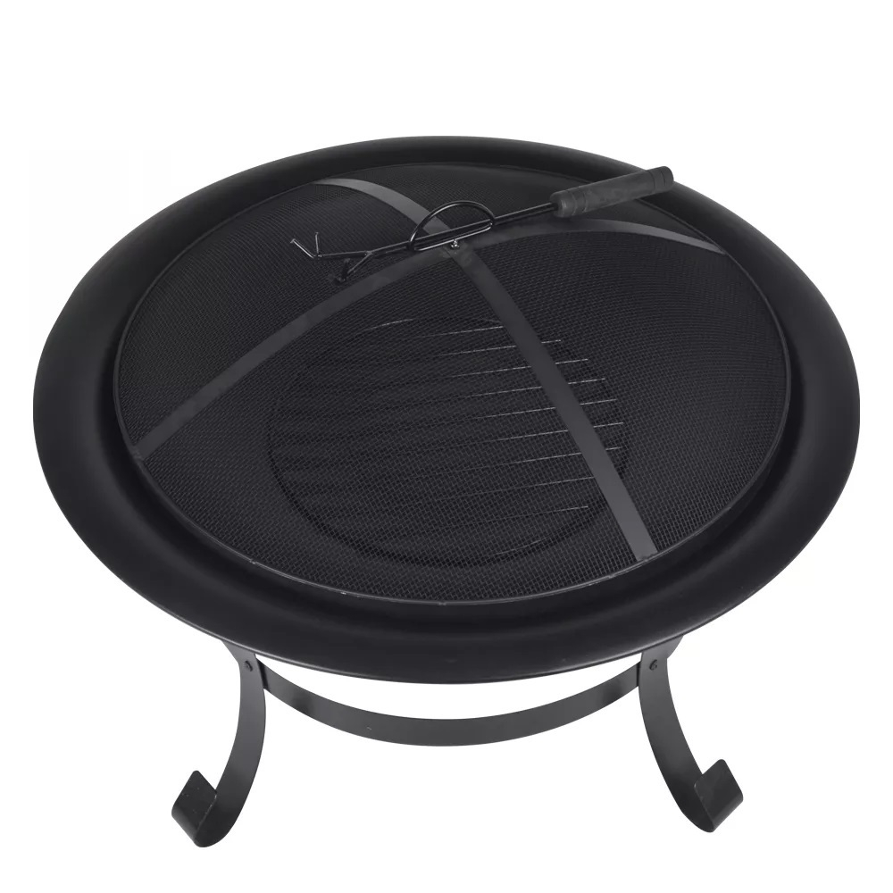 Чаша для костра с черным порошковым покрытием, кочерга в комплекте. Толщина казана 5мм