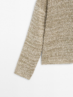 Massimo Dutti Меланжевый свитер из смесового хлопка, зеленоватый