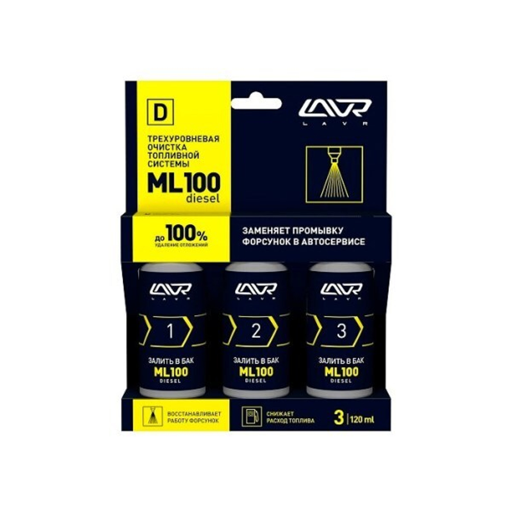 Трехуровневая очистка топливной системы ML100 diesel | 3*120 мл LAVRLN2138