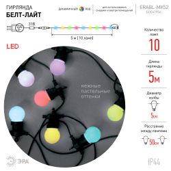 ERABL-MK52 ЭРА Гирлянда ЭРА Белт Лайт набор 5 м, 10 RGB LED ,дин.реж, с трансформ.каучук,24В,IP44 | Гирлянды