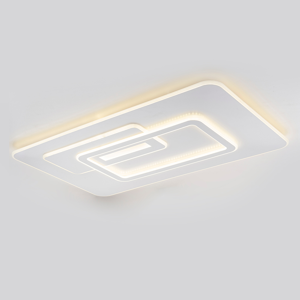 Потолочный светодиодный светильник 182Вт, 6010лм, 3000/4200/6400K, Ra>80, плавная регулировка мощности, изменение цветовой температуры, ночник, металл/акрил, белый