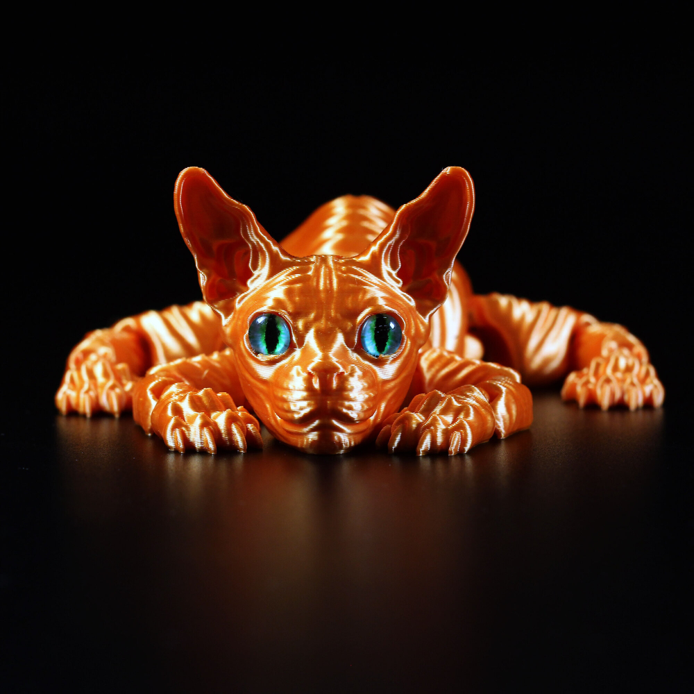 Подвижный рыжий кот Сфинкс, игрушка антистресс