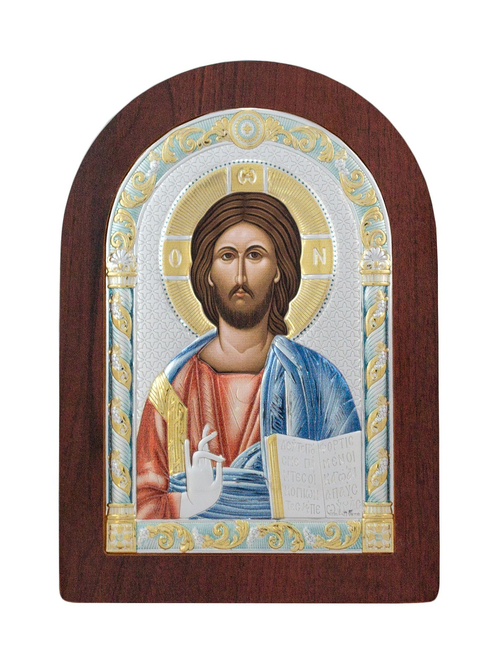 Спаситель, икона арочная, красное дерево, эмаль  57х75