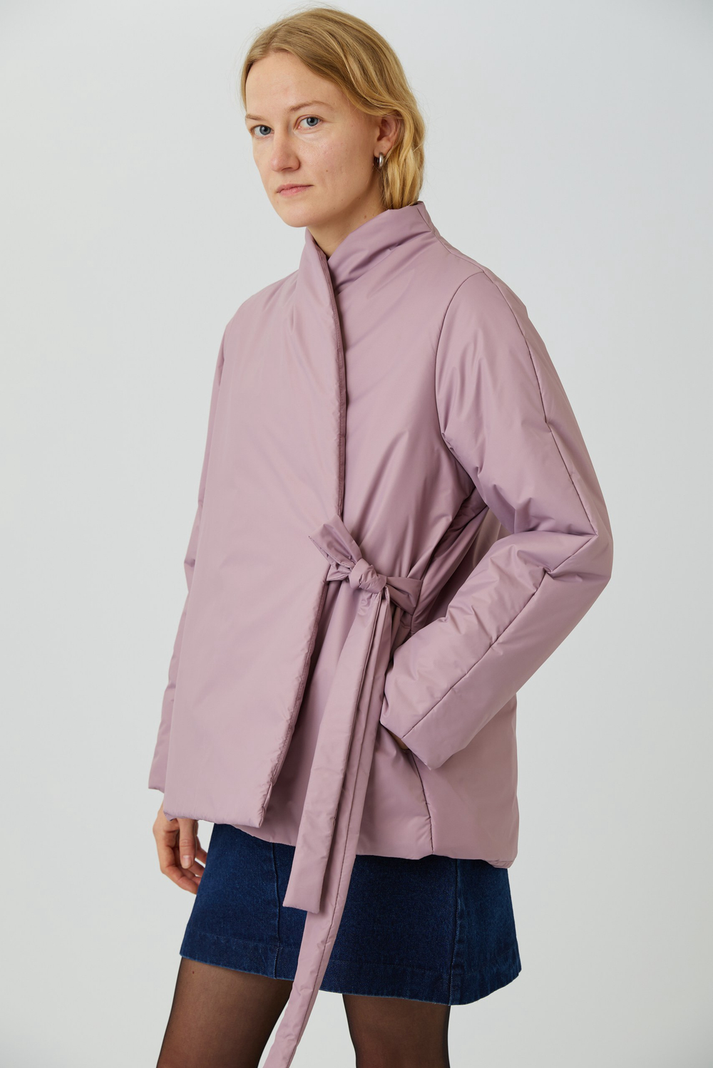 Зимняя куртка на запах из мембраны оттенка пыльной розы