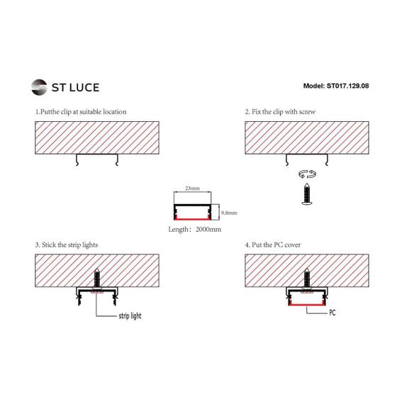 Профиль с рассеивателем ST-Luce ST017.129.08
