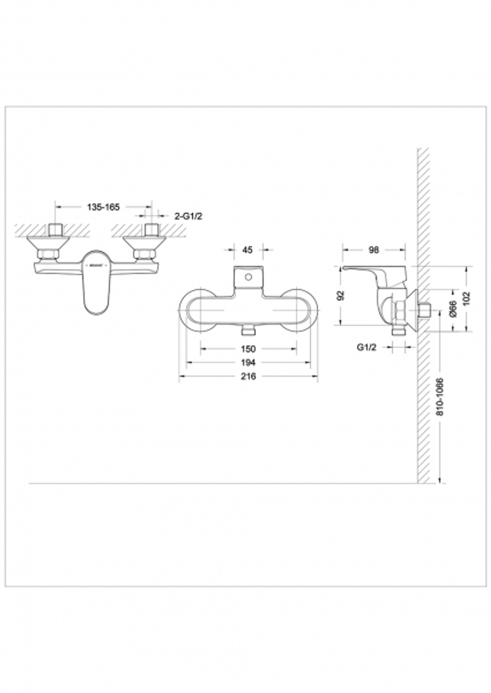 Смеситель для душа Bravat Alfa