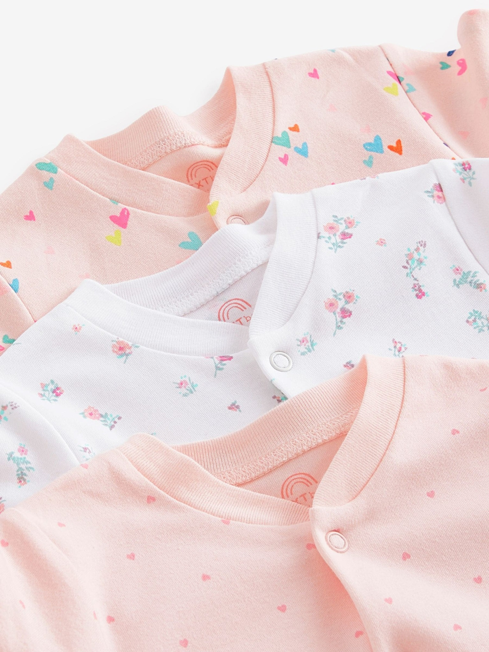 Боди с длинным рукавом для малышей с дисплазией тазобедренного сустава Next N44-461, 3 шт., Белый, Розовый