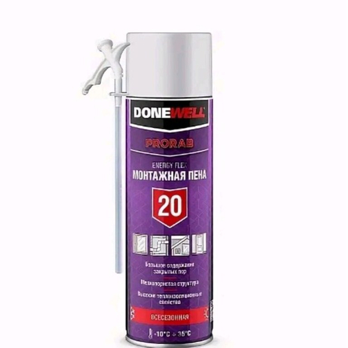 Пена монтажная DONEWELL Energy Flex  20л бытовая всесезон.  650мл (400г) / DPН06U20