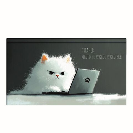 Планинг недат. 171*93мм 64л., 7БЦ "Кот с ноутбуком" мат.лам., выб.УФ-лак