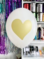 Шар с рисунком 30 см Золотое Сердце. Белый (БГ-17)
