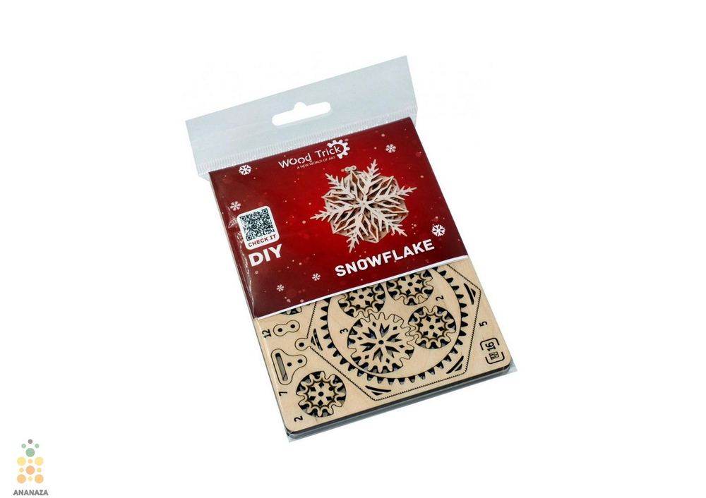 Вудик Снежинка от Wood Trick - Деревянный конструктор, сборная модель, 3D пазл
