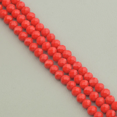 Нитка Чешский хрусталь 43 см. 6 мм. (Без замка) - Красная