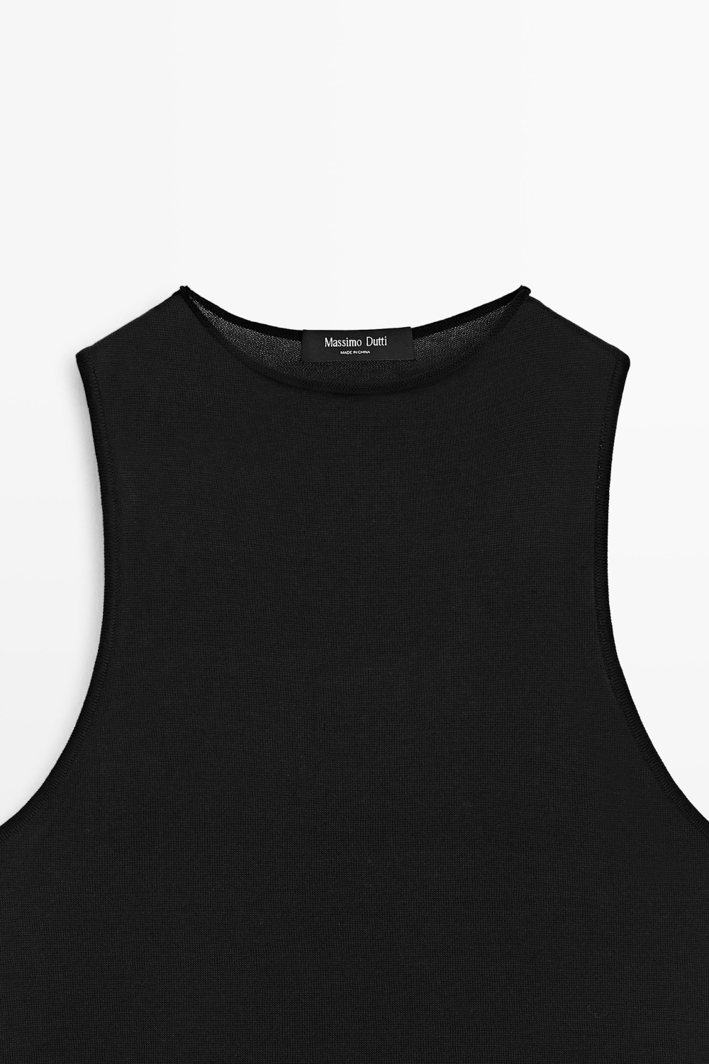 Massimo Dutti Топ с горловиной халтер и кружевной отделкой, черный