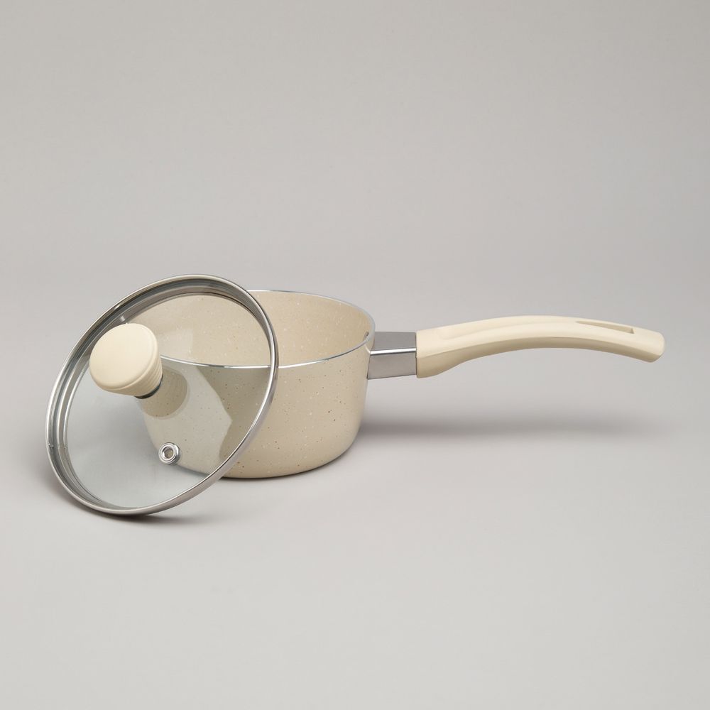 КОВШИК AGNESS АНТИП. ПОКР. РУЧКА SOFT TOUCH И СТЕКЛ. КРЫШКОЙ 600 МЛ 12*6 СМ