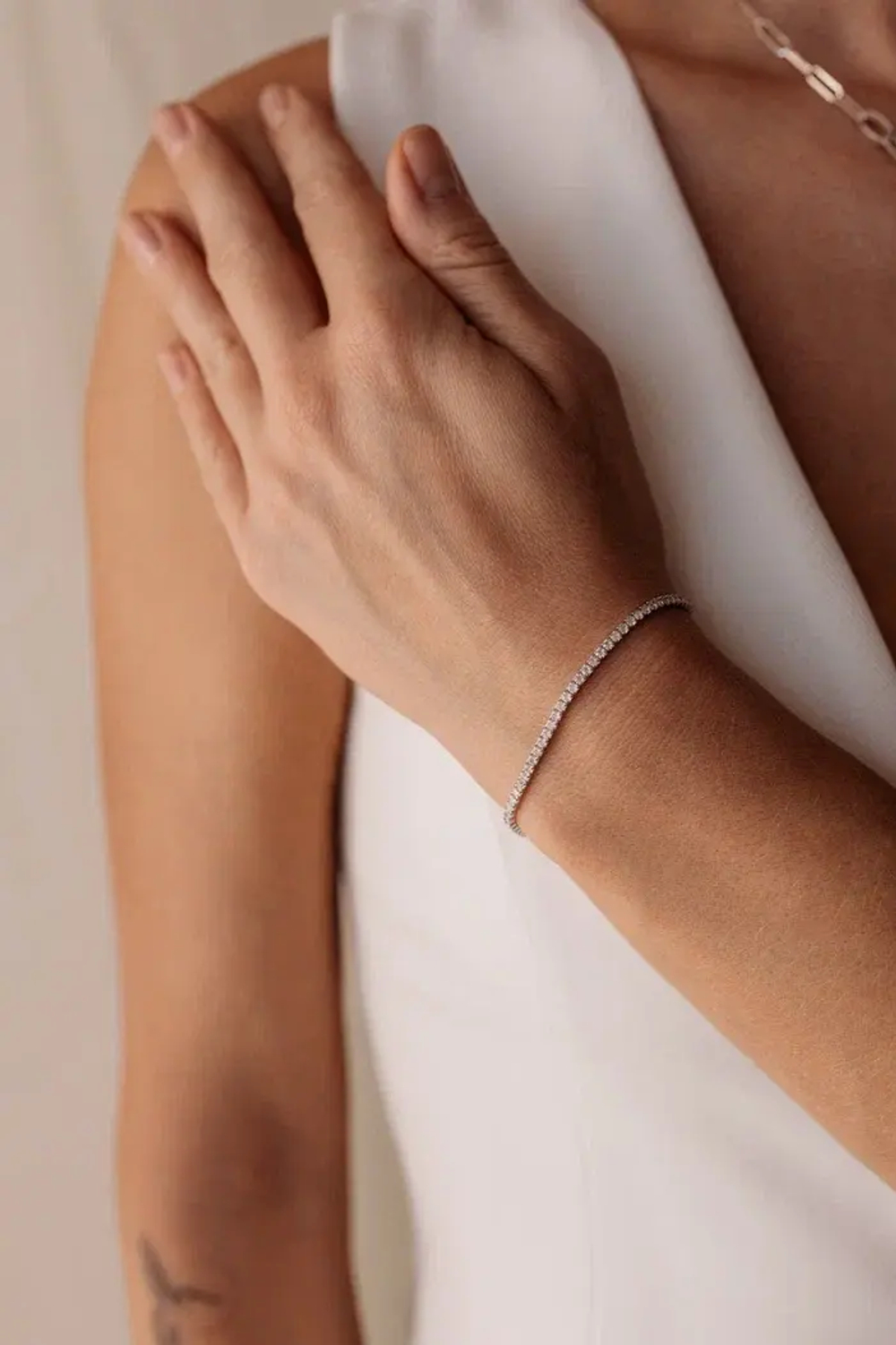 Браслет тенисный в серебре