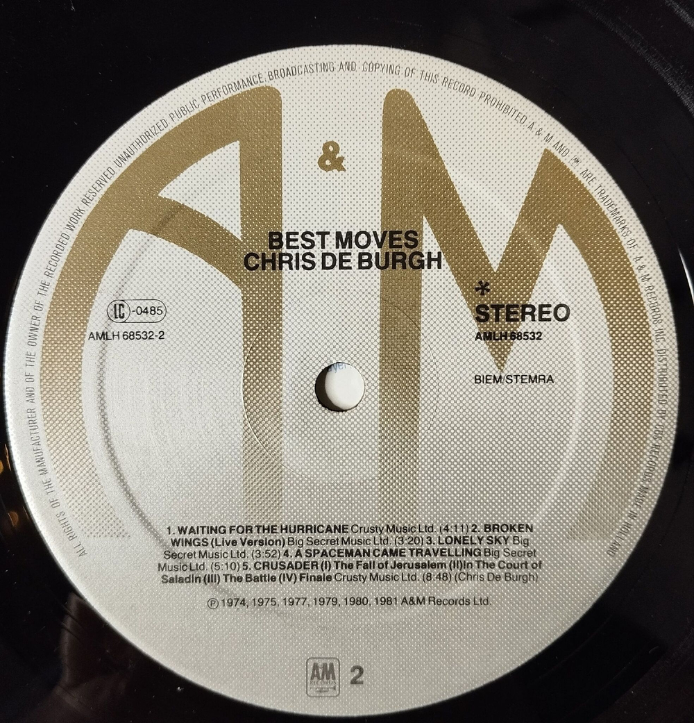 Винтажная виниловая пластинка LP Chris de Burgh Best Moves (Holland 1981)