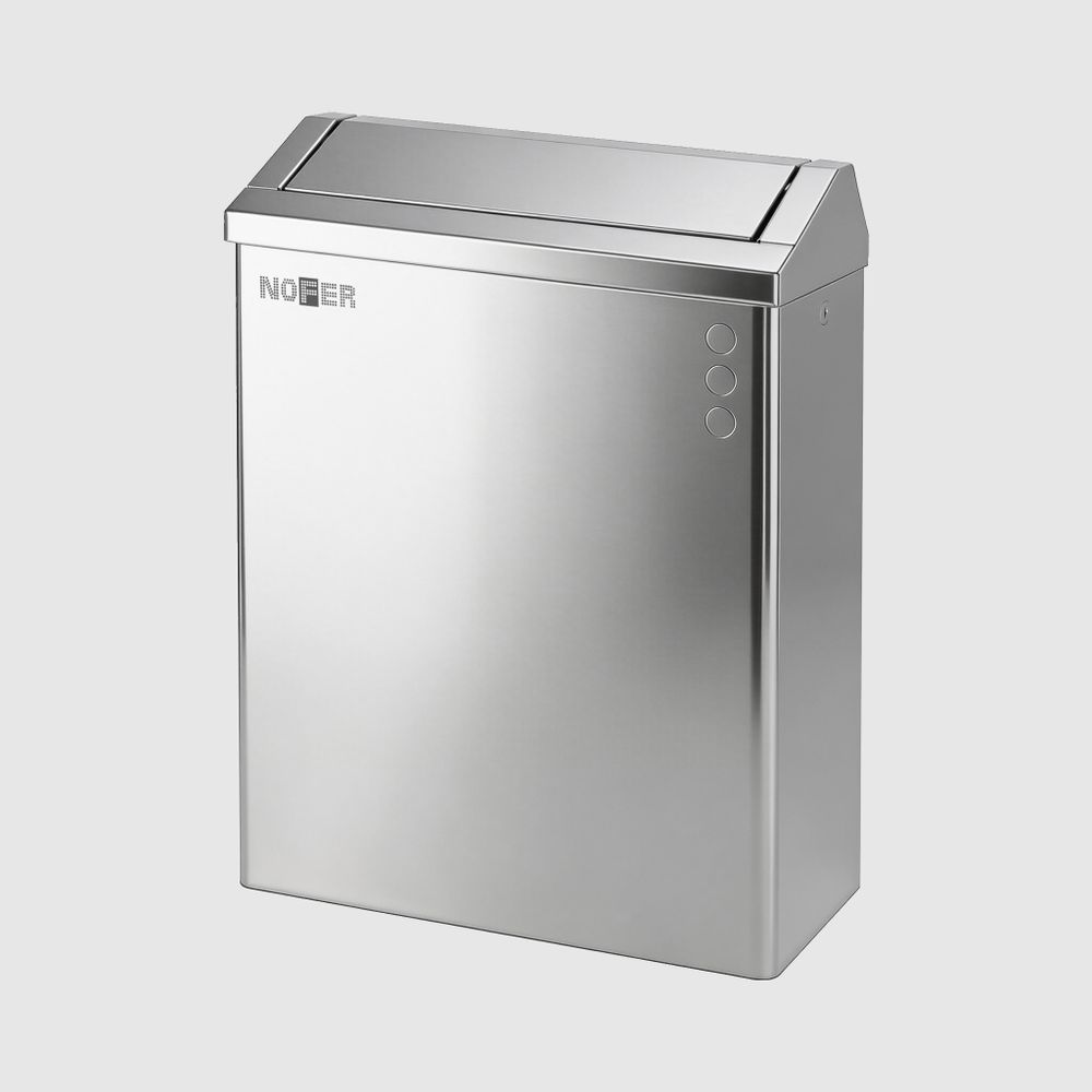 Контейнер для мусора настенный с крышкой push-open 23 л. нерж. сталь NOFER 14079.В глянцевый